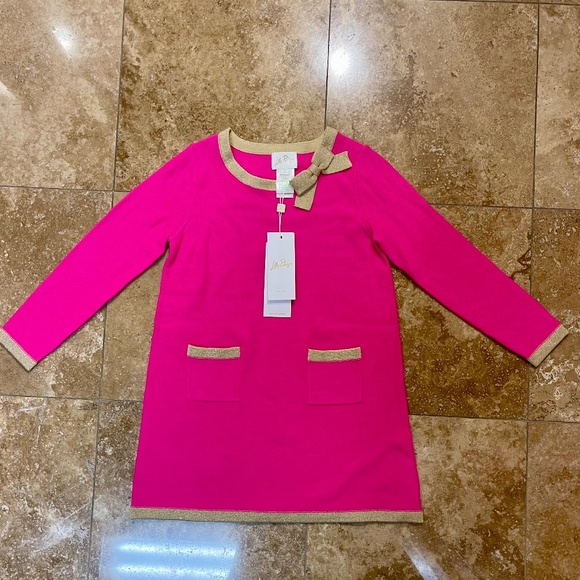 Lilly Pulitzer NWT Girls Hot Pink Sweater Dress Size Small (4-5) - Picture 1 of 5